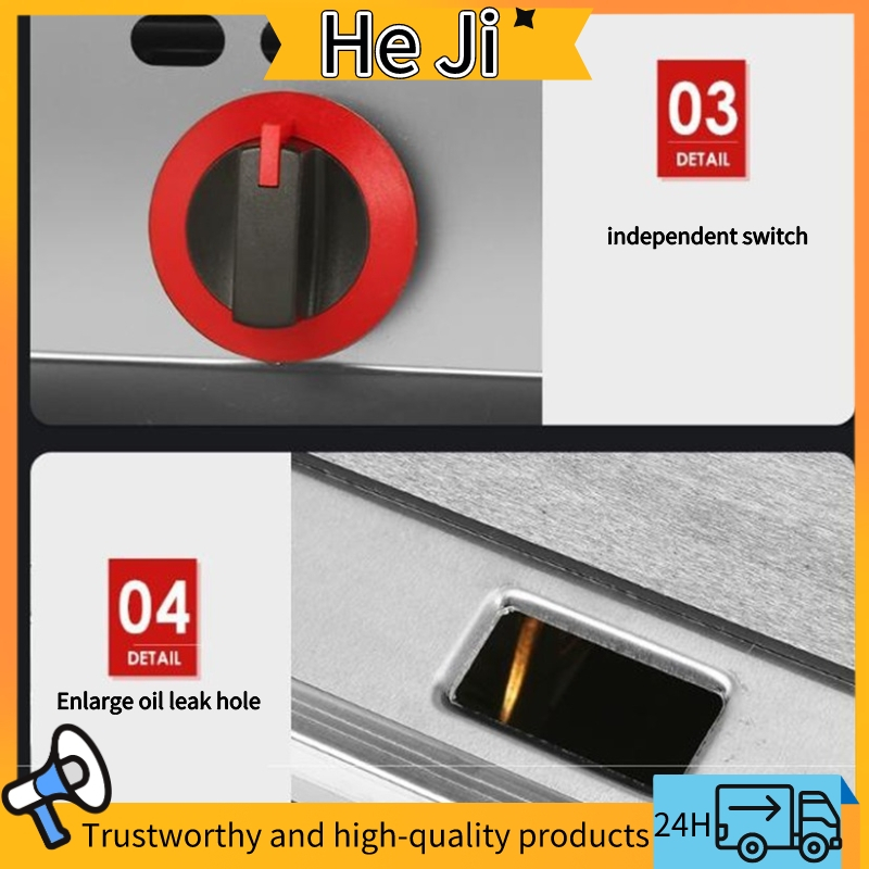 HEJI Stainless steel เตาย่างสเต็ก เตาย่าง ครัว เตาย่างแก๊ส มัลติฟังก์ชั่น เตาสเต็ก เตาย่างทอดแก็ส 2 หม้อทอด แก๊ส เตาหน้าเรียบ สแตนเลส เตาสเต็ก มัลติฟังก์ชั่น หม้อทอด วาล์วแรงดันต่ำ เตาแพนเค้ก Stainless steel กระทะทอดไข่ 96*49*31 CM เครื่องทอดแบบผสมผสาน ราคา ถูกที่สุด ดีลบีเคเค แกลเลอรีภาพที่ 6