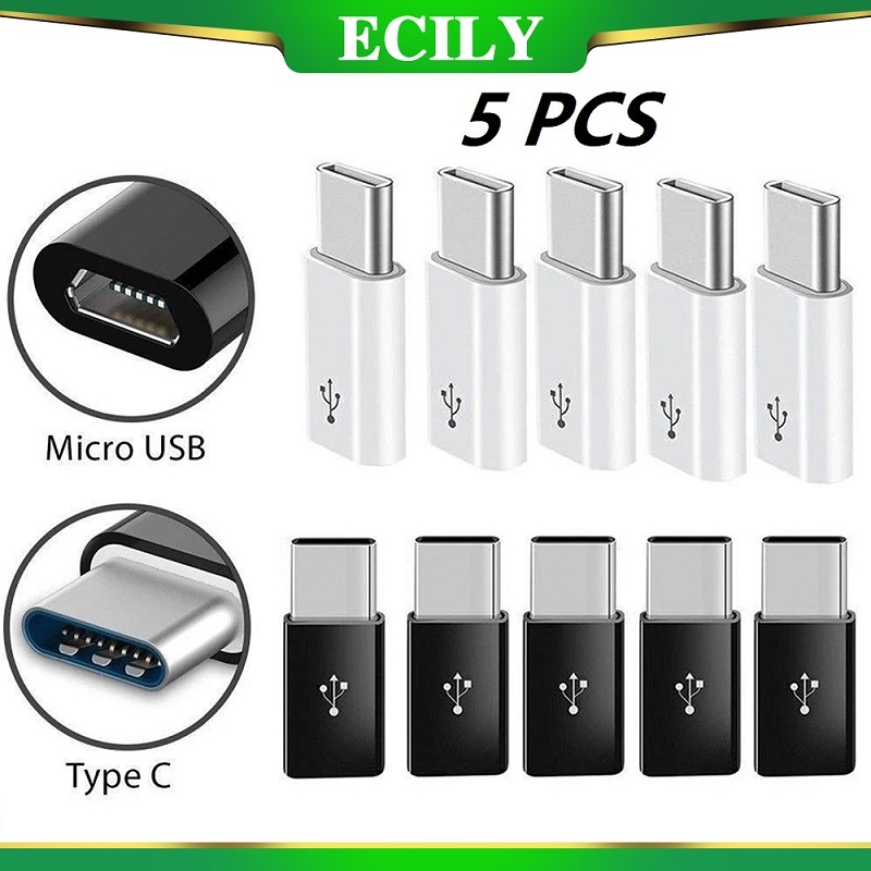 Ecily อะแดปเตอร์แปลงสายชาร์จ USB 3.1 USB-C Type C ตัวผู้ เป็น Micro USB ตัวเมีย 8 5 ชิ้น – โปรปัง