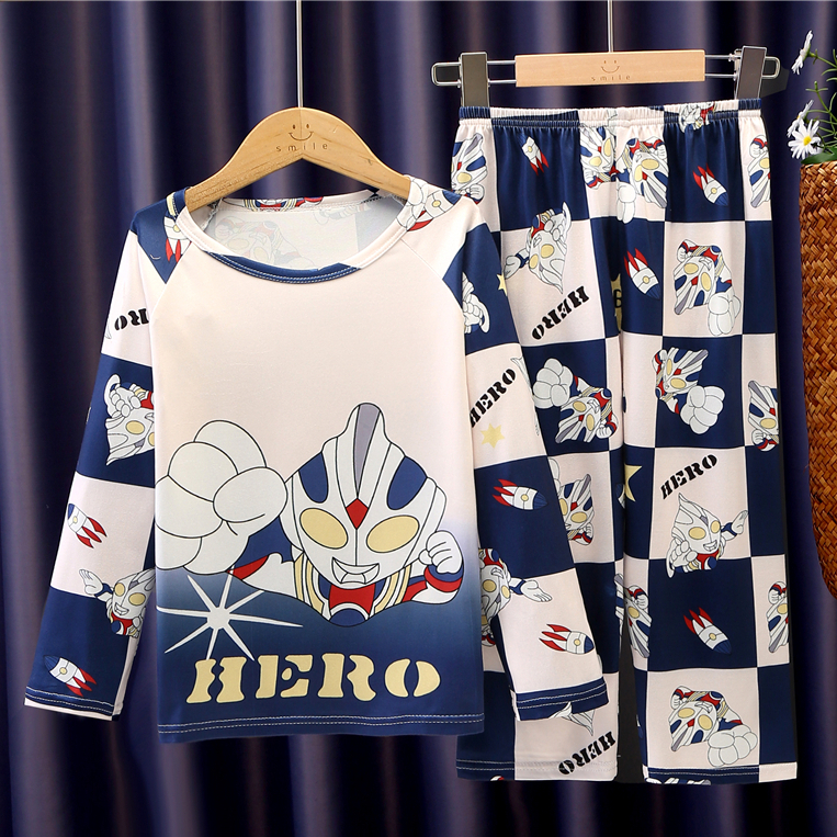ชุดนอนเด็กเด็กชาย Cool Ultraman baju spiderman budak lelaki แขนยาวชุดนอนชุดนอนเด็ก