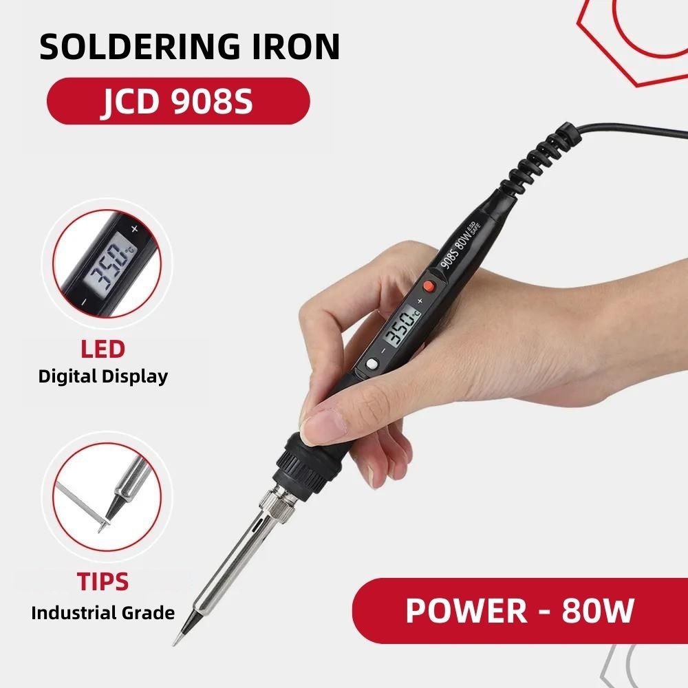 JCD 80W หัวแร้งบัดกรี 908S ชุดหัวแร้ง หัวแร้ง หัวแร้งไฟฟ้า ชุดบัดกรีสำหรับเครื่องประดับ, โลหะ, อิเล็กทรอนิกส์, DIY, แบบพกพา