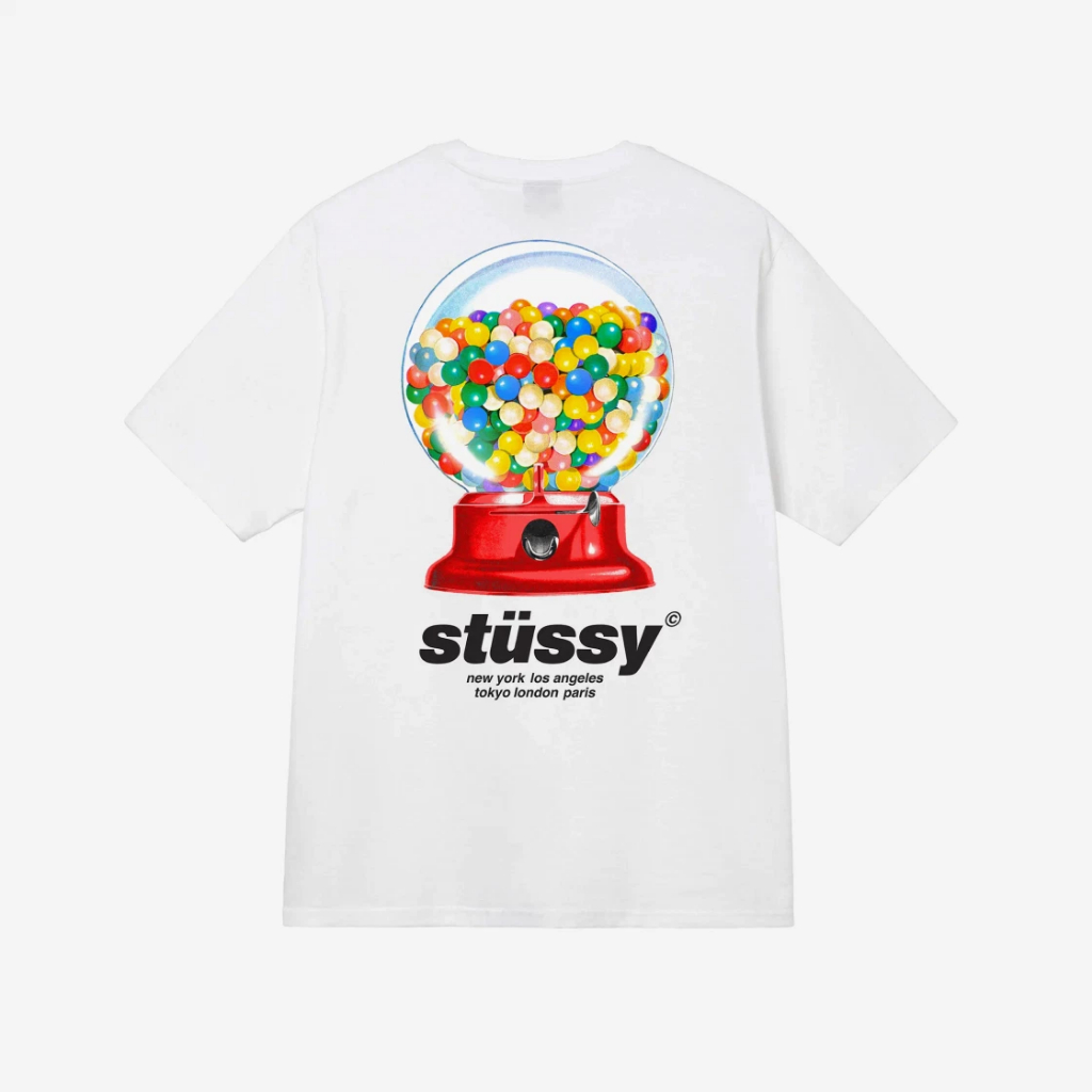 อย่างเป็นทางการของแท้ Stussy Gumball เสื้อยืดรอบคอหลวมผู้ชายผู้หญิงสไตล์เดียวกัน