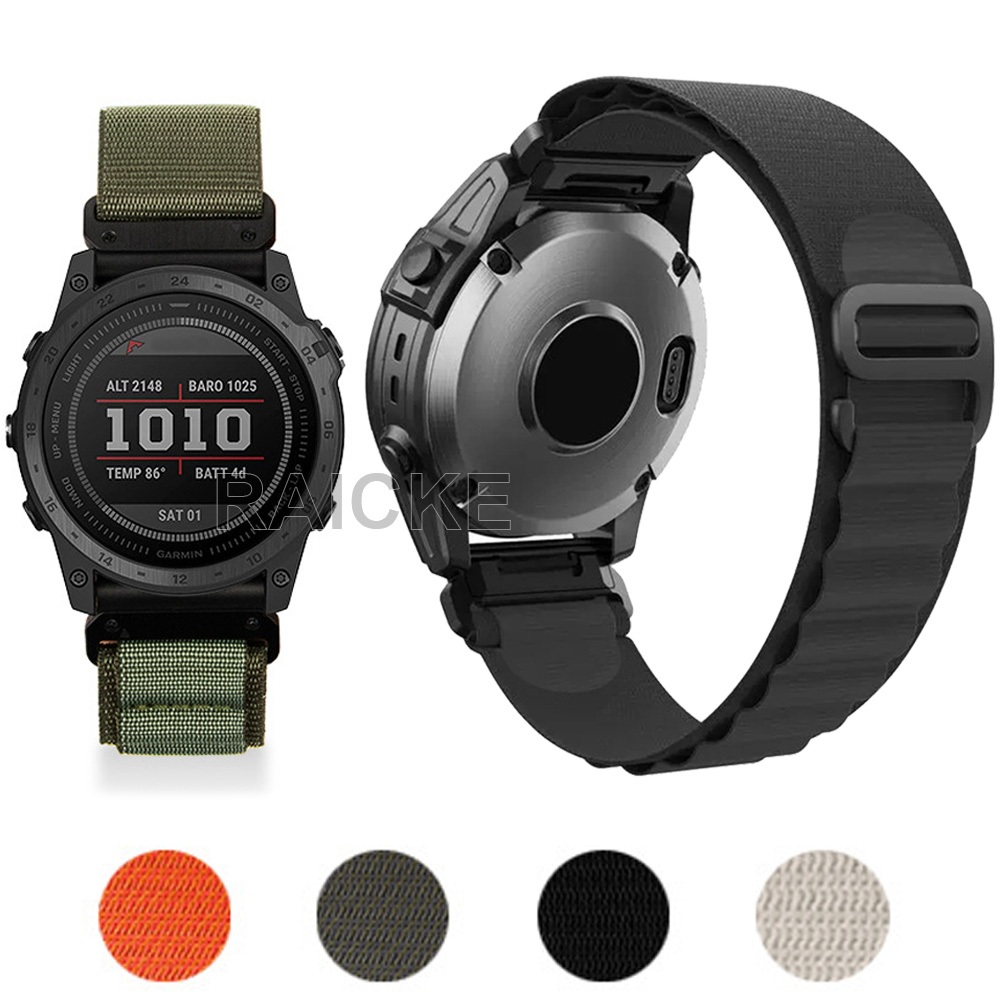 สายไนลอนทอ 26mm 22mm สร้อยข้อมือสําหรับ Garmin Fenix 8 51mm 47mm/ 7X / 6 / 5X Plus / Fenix3 hr / Forerunner 935 945 955 965