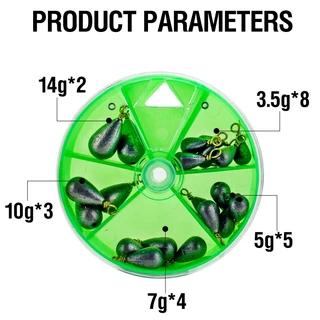 ชุดอ่างล้างจานตกปลา - 3.5-14g Bass และ Catfish Sinkers สําหรับน้ําจืดและน้ําเค็ม