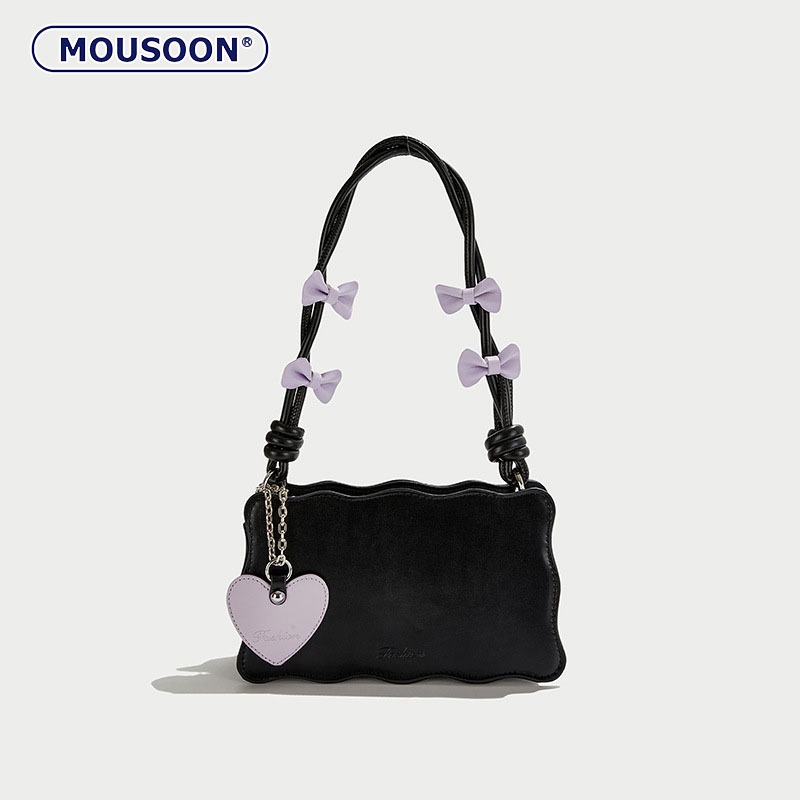 MOUSOON กระเป๋าสะพายข้างผู้หญิงสไตล์เกาหลีพร้อมโบว์หวานและน่ารัก
