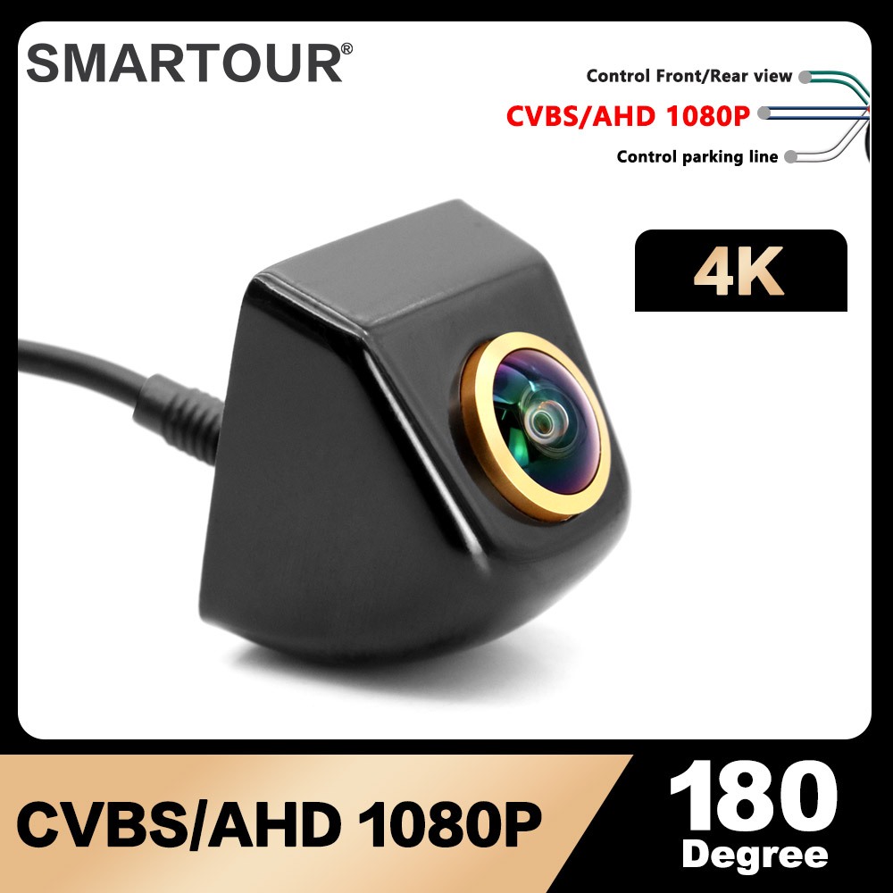 Smartour 180° เลนส์ฟิชอาย AHD 1080P 4K โลหะ สีดํา กล้องมองหลัง HD มองเห็นที่มืด มองเห็นที่มืด กล้องม