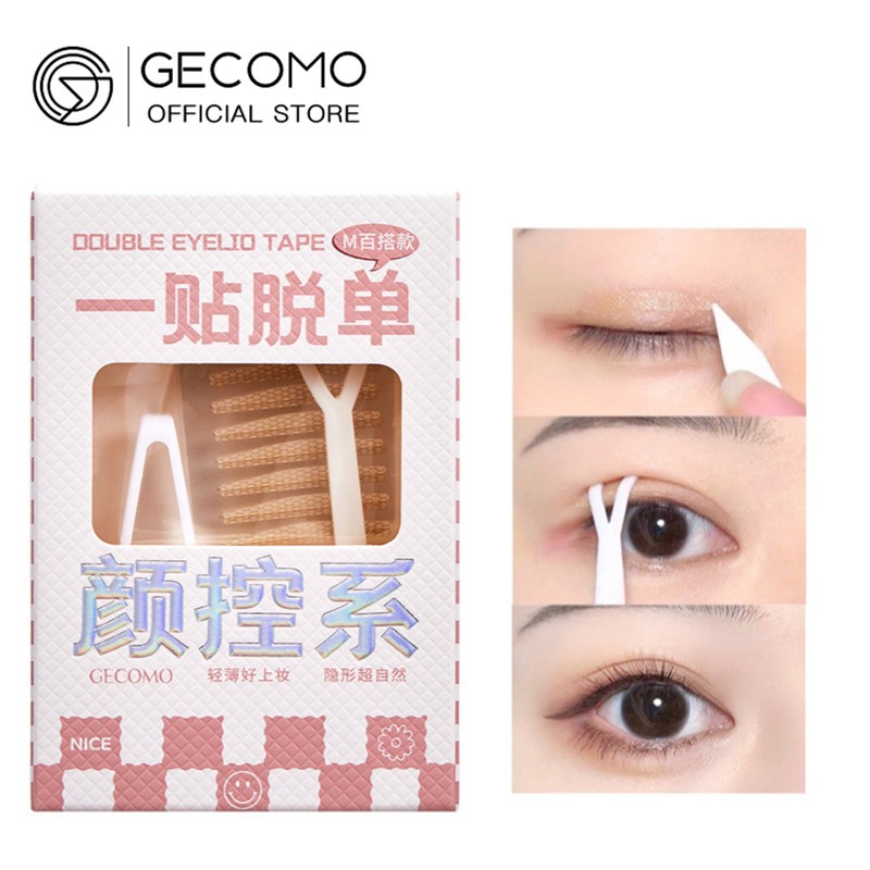 Gecomo เทปสติกเกอร์ติดตาสองชั้น กันน้ํา ไร้รอยต่อ 90 แผ่น