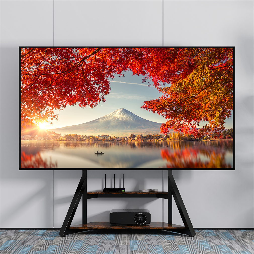 ขาแขวนทีวีตั้งพื้น ขาตั้งทีวี55 นิ้ว -100 นิ้ว ปรับความสูงได้  LED LCD TVs VESA 800*600 พร้อมชั้นวางของ 2 ชั้น TV stand