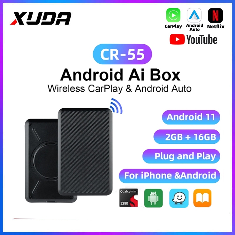 Xuda คาร์เพลย์ไร้สาย 3 in 1 CR-55 Android 11 TV Box QCM2290 4G+64G รองรับระบบ Youtube