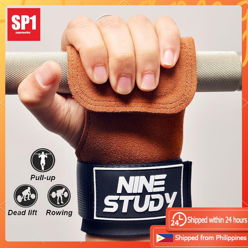 1 คู ่ Cowhide ถุงมือยิมน ้ ําหนักยก Deadlift การออกกําลังกายกีฬาอุปกรณ ์ มือปาล ์ มป ้ องกันความหนา