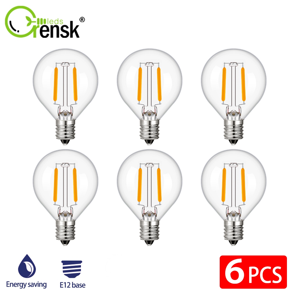 หลอดไฟ LED Edison G40 E12 ฐานสีวอร์มไวท์ 2700K 1.5W 220V 6 25 ชิ้น สําหรับตกแต่งในร่ม และกลางแจ้ง