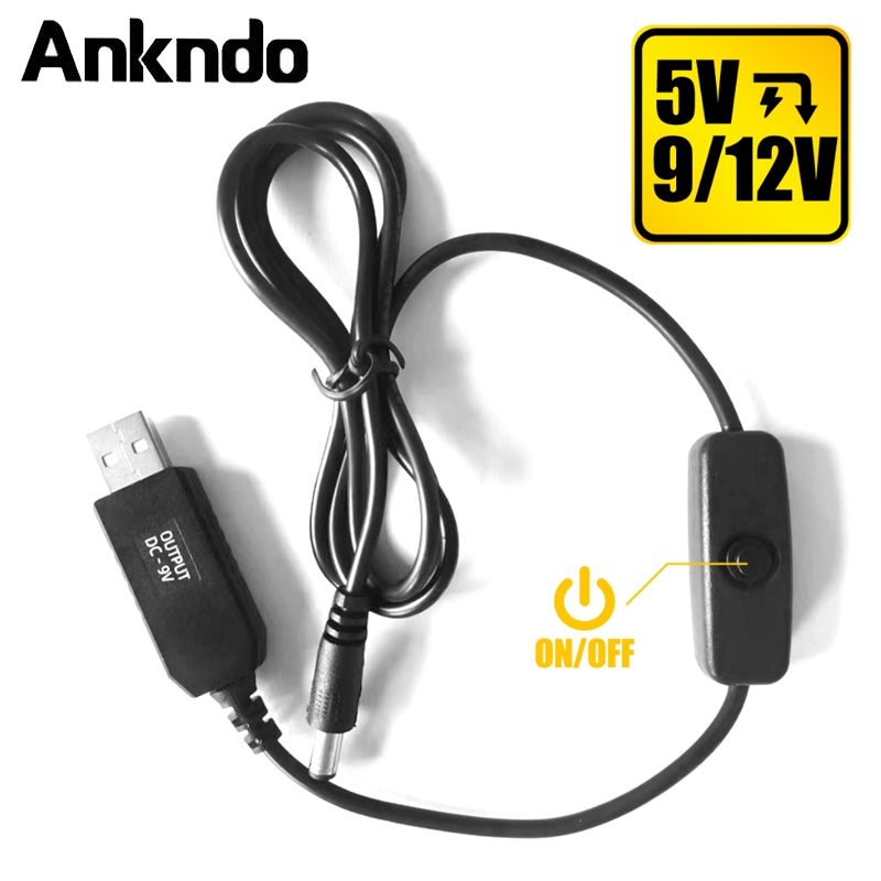 Ankndo สายเคเบิลแปลงพาวเวอร์ซัพพลาย USB Boost DC 5V เป็น 9V 12V USB สําหรับพาวเวอร์ซัพพลาย ที่ชาร์จ