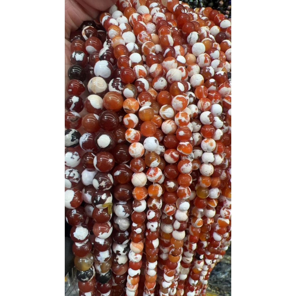 ลูกปัดหินโมราธรรมชาติ สีแดง สําหรับทําเครื่องประดับ