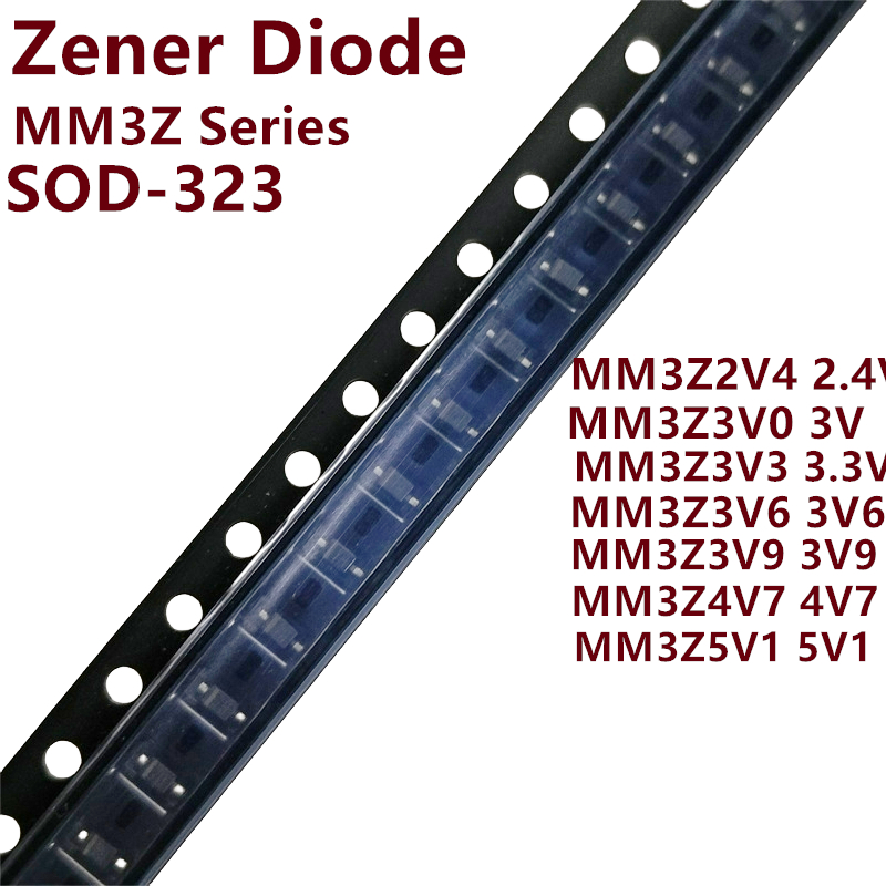 ซีเนอร์ไดโอด 0805 0.3W MM3Z 3V3 7V5 6V8 5V6 5V1 4V7 12V 10V 15V 16V 18V 20V 24V SOD-323 100 ชิ้น