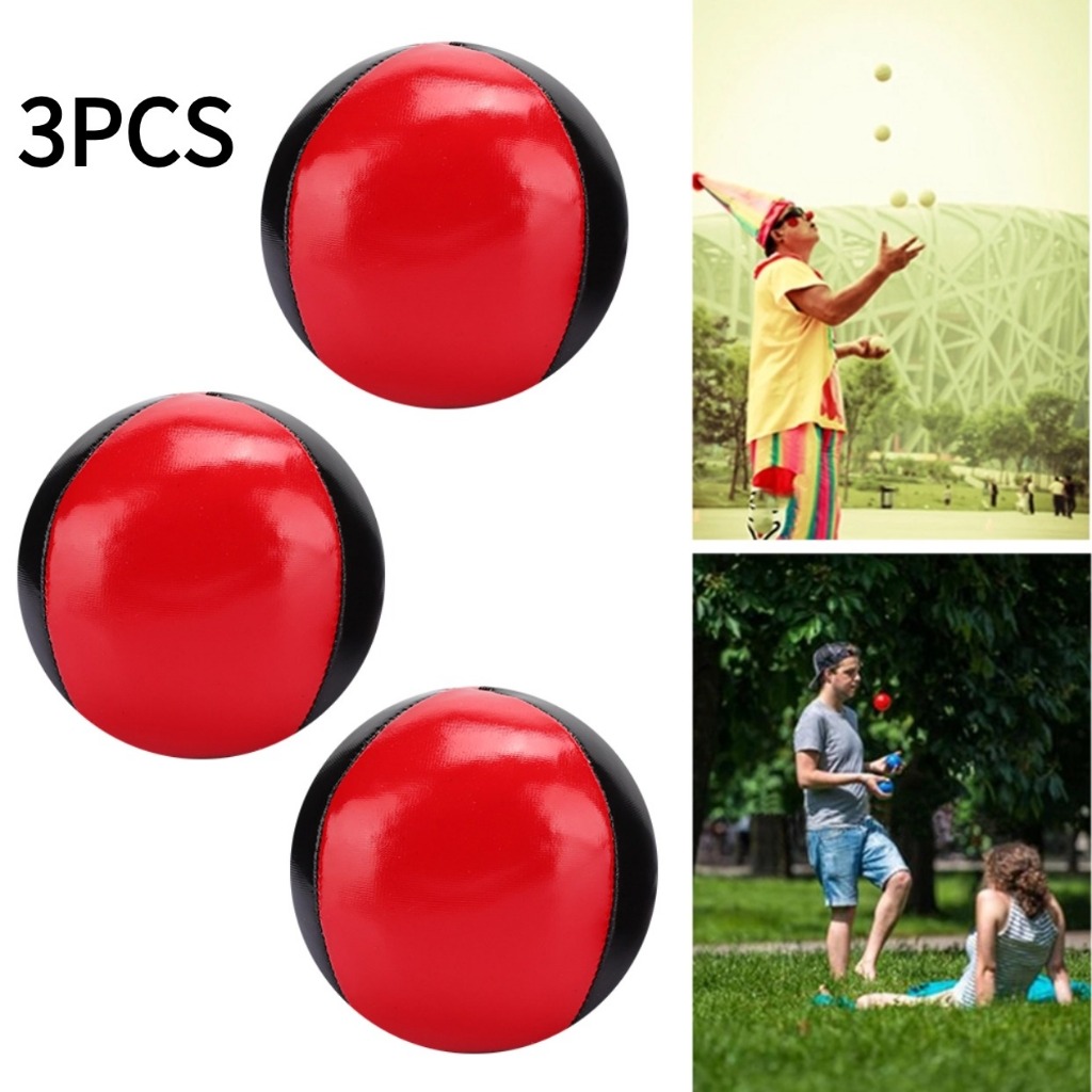 Zhongcheng Tec 3PCS สีแดงสีดำหนัง PU High End แบบพกพา EPS Fine Colloidal Particle Juggling Ball