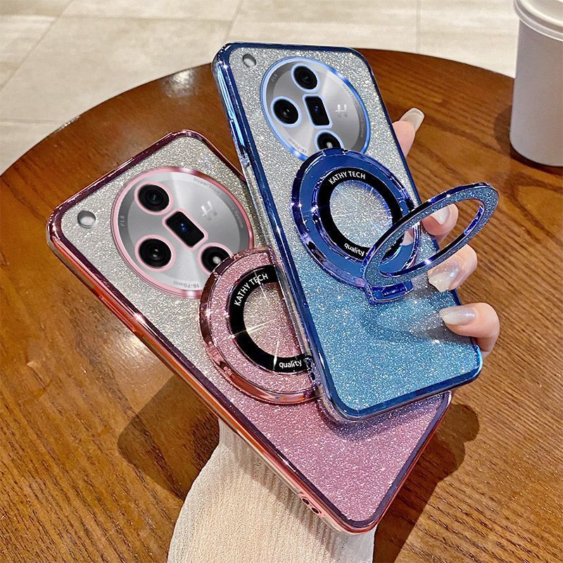 เคสโทรศัพท์มือถือ แบบนิ่ม ลายกากเพชร พร้อมแหวนแม่เหล็ก สําหรับ OPPO Find X7 Ultra Find X7 X6 X5 Pro