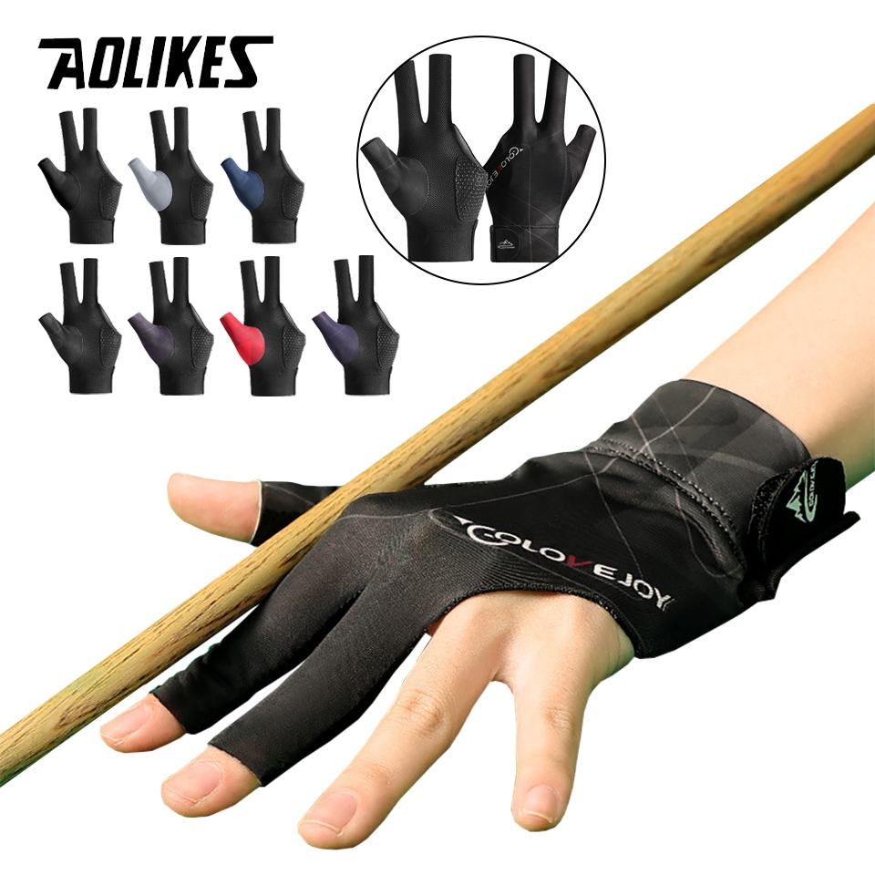 Aolikes ถุงมือ 3 นิ้ว มือซ้าย เหมาะกับการเล่นกีฬา เล่นสนุ๊กเกอร์ สําหรับผู้หญิง และผู้ชาย 1 ชิ้น