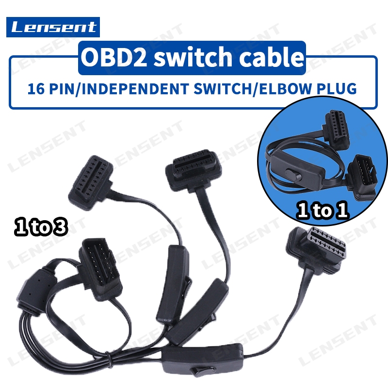 สายเคเบิลแยก OBD2 พร้อมสวิตช์ OBDII Extend Y Cable 1 ถึง 3 อะแดปเตอร์แปลงตัวผู้ เป็นตัวเมีย 16 Pin สําหรับรถยนต์ รถจักรยานยนต์ OBD ELM327