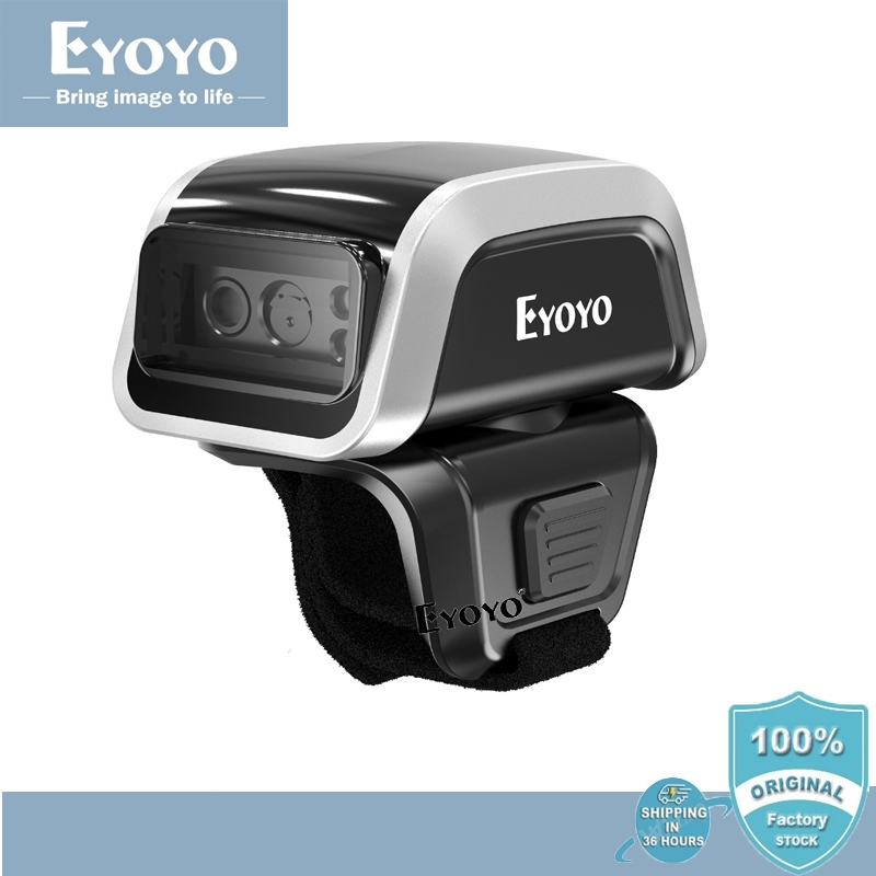 Eyoyo 2D 1D แหวน Barcode Scanner บลูทูธสวมใส่นิ้วมือ QR UPC แฮนด์ฟรีตัวบ่งชี้ระดับแบตเตอรี่สําหรับ iPad Library สินค้าคงคลังขายปลีก