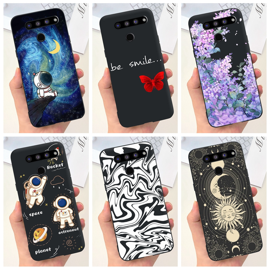 เคสโทรศัพท์มือถือ ซิลิโคนนิ่ม TPU ลายผีเสื้อนักบินอวกาศน่ารัก สีดํา สําหรับ LG V50 ThinQ 5G LGV50 Th