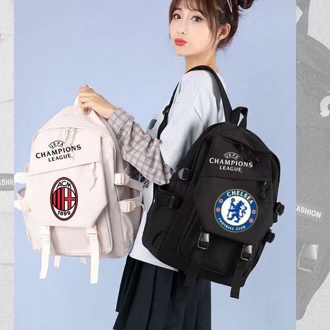 Champions League กระเป๋าเป้สะพายหลัง กระเป๋านักเรียน ลายฟุตบอล Manchester UnitedManchester City Juventus Real Madrid Barcelona สําหรับผู้ชาย และผู้หญิง
