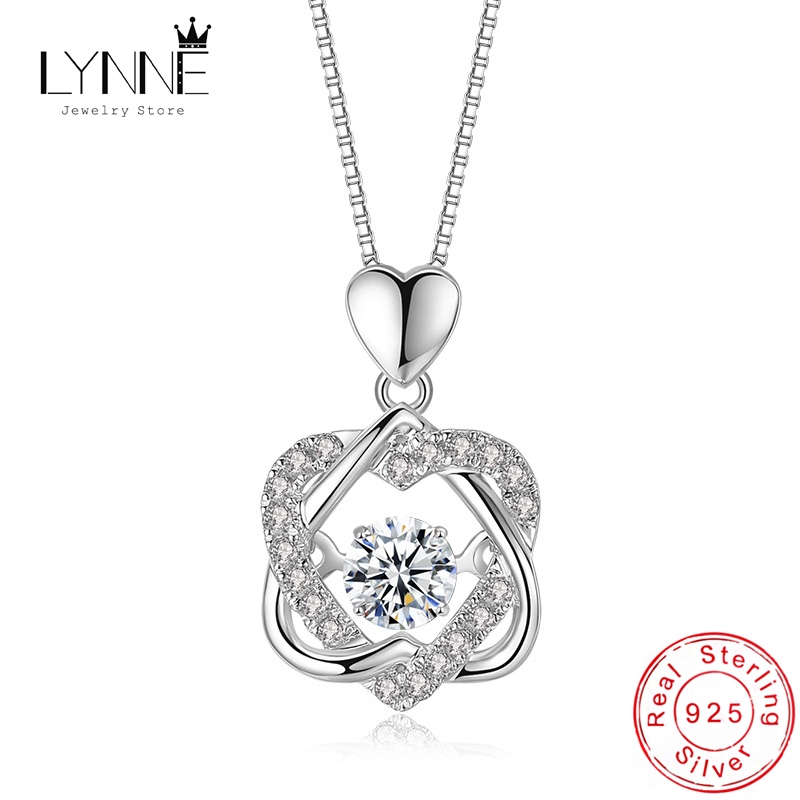 Lynne สร้อยคอโซ่เงินแท้ 925 จี้รูปดาว ประดับเพทาย เครื่องประดับแฟชั่นสตรี ของขวัญวันเกิด