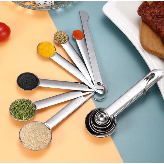 ช้อนตวง สแตนเลส 304 แบบหนา 7 ชิ้น Stainless Measuring Spoon