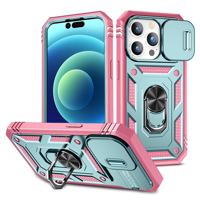 3 In 1 เกราะหนากันกระแทกสไลด์ Push Window ฝาหลังป้องกันกล้องโลหะเหมาะสําหรับ iphone 6 6s 7 8 Plus X Xr Xs Max Se 2 3 2020 2022