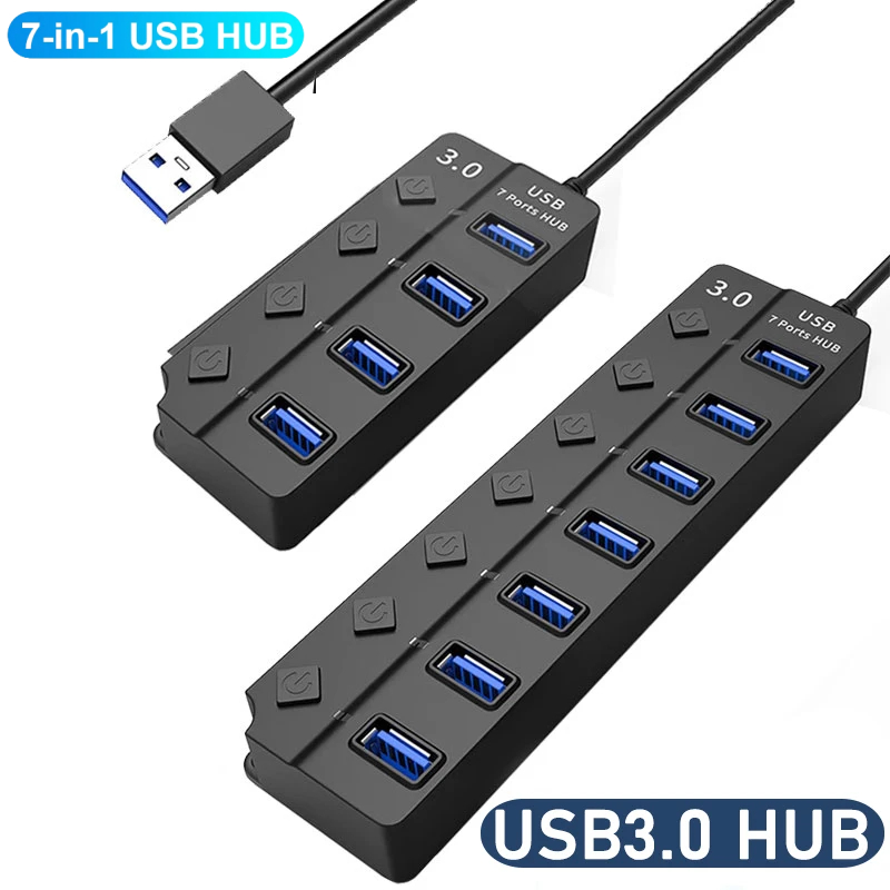 7-in-1 ฮับ USB 3.0 5Gbps ความเร็วสูง พร้อมสวิตช์ควบคุม สําหรับแล็ปท็อป Macbook pro