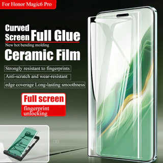 หน้าจอโค้งคลุมทั้งหมดฟิล์มเซรามิคสําหรับ Honor X9d X9c X9b X9a 200 100 90 80 70 60 Magic7 Magic6 Magic5 V40 X40 Pro + Pro 5G Plus กาวเต็มหน้าจอ Protector ไม่ใช่กระจก