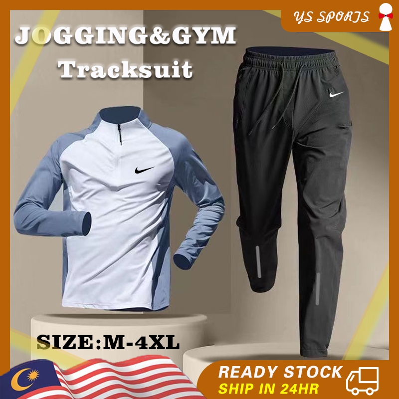 【2PCS/SET】Men's Sports Suit Long Sleeve Long Pants Sportswear Middle Collar Tops Jogging Gym Fitness Tracksuit Women's Sports Set