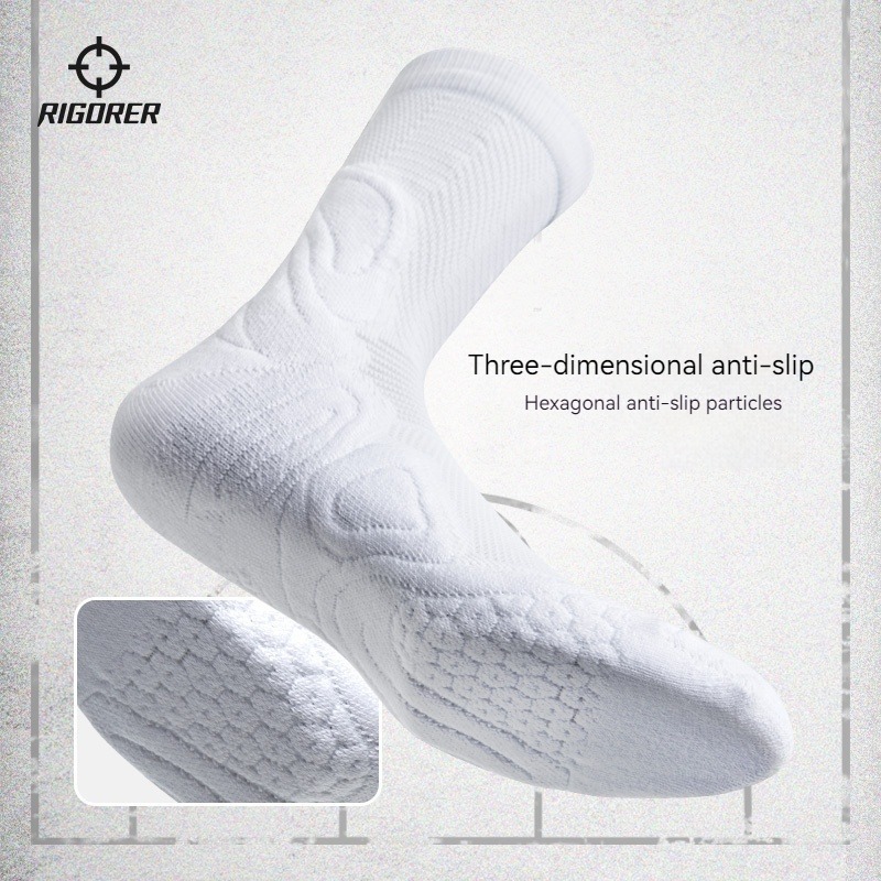 Rigoer ถุงเท ้ าบาสเก ็ ตบอลผู ้ ชายผ ้ าขนหนูมืออาชีพด ้ านล ่ างลื ่ น Octopus ถุงเท ้ ากีฬาตัดสูง Breathable กีฬา Elite ถุงเท ้ า
