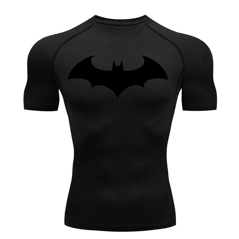Dark KNIGHT เสื้อยืดลําลอง แขนสั้น คอกลม แห้งเร็ว สีดํา เหมาะกับการวิ่ง เล่นกีฬา เข้ายิม ปาร์ตี้ สําหรับผู้ชาย