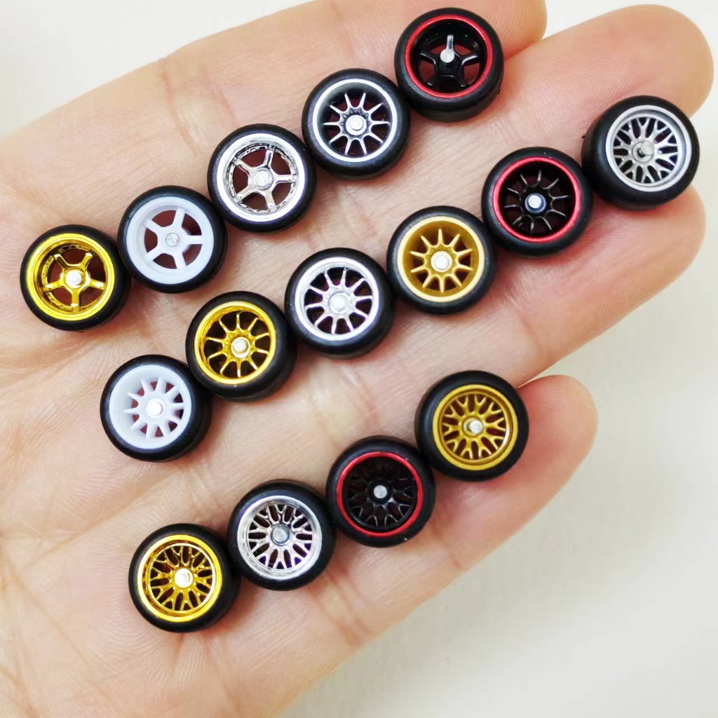 1/64 รถโลหะผสมล้อ 10.8 มม.BBS ADVAN CE28 ยางยางสําหรับ 1:64 Mini ของเล่นรถล้อร้อน/Matchbox/Domeka/Tomy