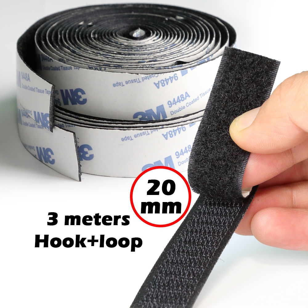 20 มม.ในความกว้าง Heavy Duty Self กาว Velcro เทป DIY Home Living Velcro สายรัด 3 เมตร/ม้วน