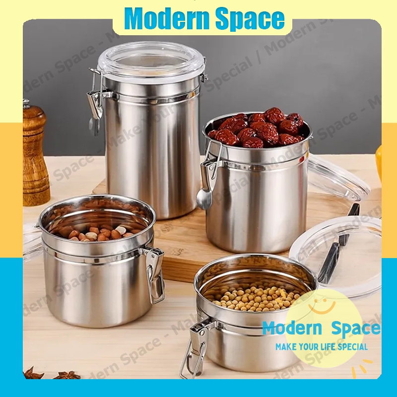 【สินค้าพร้อมส่ง】กระปุกสเตนเลสใส่กาแฟ กระปุกโรยผง โหลเก็บกาแฟสูญญากาศ กล่องเก็บเมล็ดกาแฟ กล่องสูญญากาศ