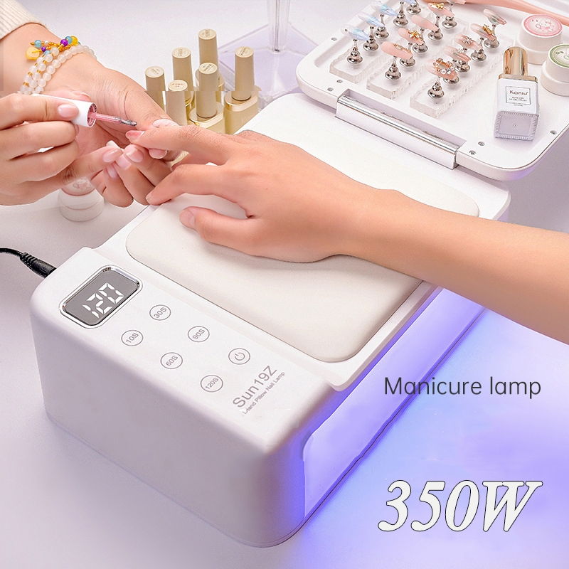 โคมไฟเป่าเล็บ 350W พร้อมหมอนรองมือ พลังงานสูง แห้งเร็ว สําหรับทําเล็บเจล UV LED