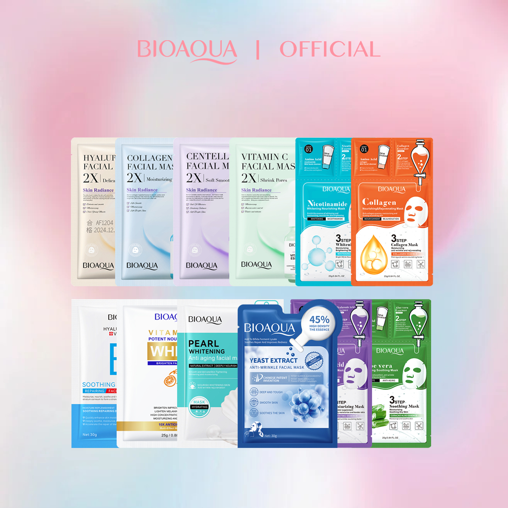 BIOAOUA มาส์กหน้าคอลลาเจน ไฮยาลูรอน วิตามินซี ผิวนุ่ม ใสขึ้น
