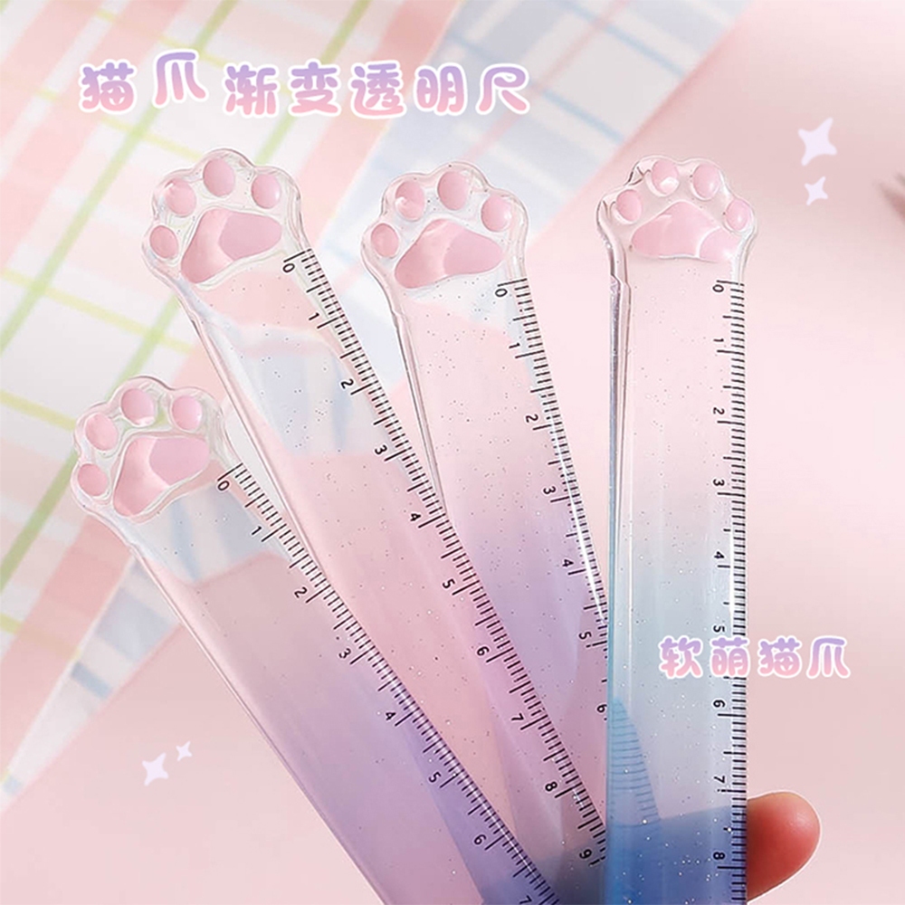 ไม้บรรทัด ลายอุ้งเท้าแมวน่ารัก ขนาด 15 ซม. แบบสร้างสรรค์ เครื่องเขียน สําหรับนักเรียน