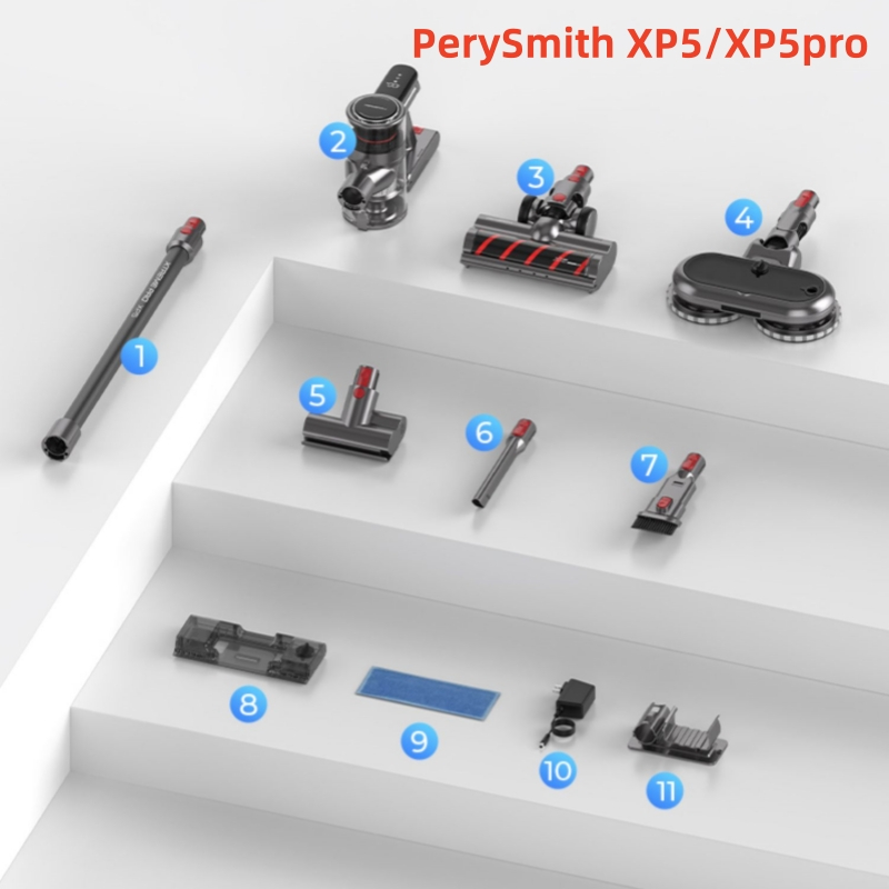 Perysmith XP5/XP5pro อุปกรณ์เสริมเครื่องดูดฝุ่นแบบใช้มือถือ ถ้วยเก็บฝุ่น ฟิลเตอร์สเตนเลส HEPA ฟิลเตอร์ แปรงลูกกลิ้ง หัวดูด อะแดปเตอร์ถังเก็บน้ํา แปรงกําจัดไรฝุ่น
