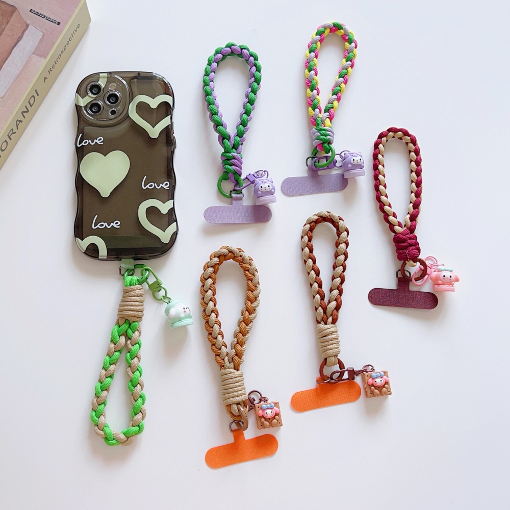 ใหม่ แฟชั่น สายคล้องโทรศัพท์มือถือ ป้องกันการสูญหาย สไตล์แถบการ์ด เคสโทรศัพท์ สากล จี้การ์ตูนน่ารัก สายรัดข้อมือสั้น