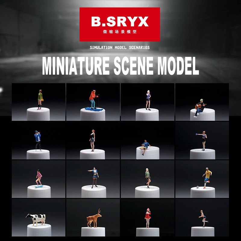 Diorama 1/64 Scale รูปรุ่นหลากหลายอาชีพอินเทรนด์ผู้ชายและผู้หญิงรูปรุ่นทรายตาราง Props ฉากแสดงตุ๊กตาโมเดลของเล่น