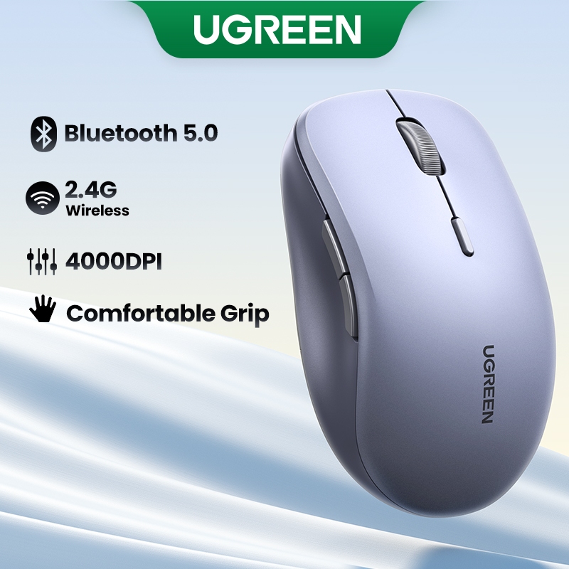 Ugreen เมาส์ออฟฟิศไร้สาย บลูทูธ 5.0 4000DPI สําหรับ MacBook air ipad Matebook