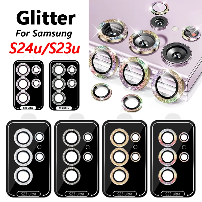 Glitter ตัวป้องกันเลนส์สําหรับ Samsung Galaxy S25ultra/S24ultra/S23 Ultra กระจกนิรภัยฝาครอบกล้องสําห