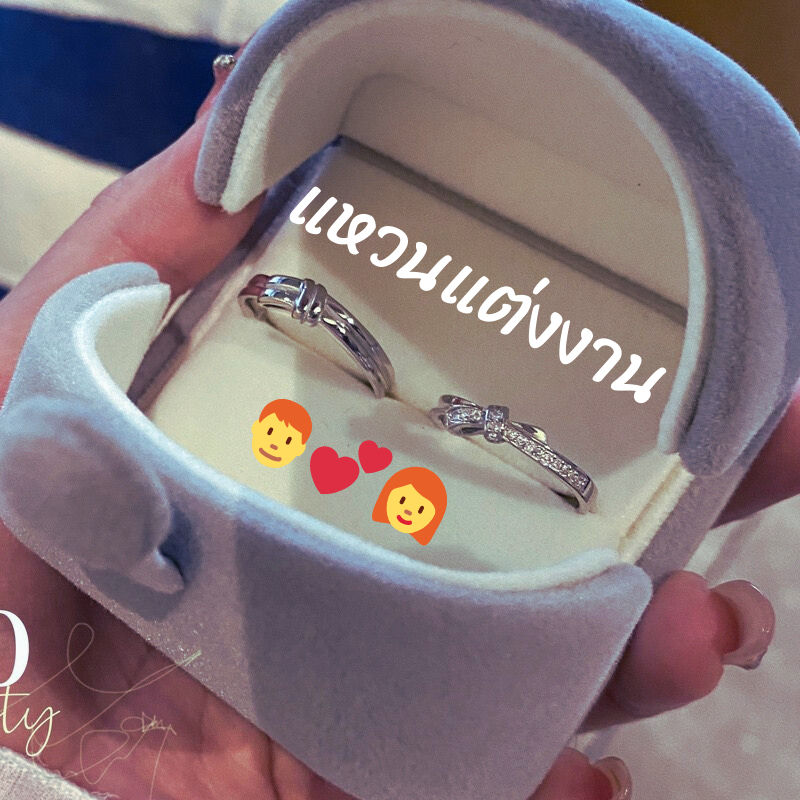 แหวนคู่รัก แหวนแต่งงานทองคำ 14K ประดับโบว์ สไตล์เรียบง่าย สําหรับผู้ชาย และผู้หญิง 2024