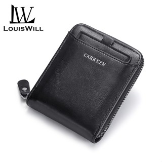 Louiswill กระเป๋าสตางค์ ใบสั้น หนัง PU พับได้ มีซิป ใส่บัตรไ…