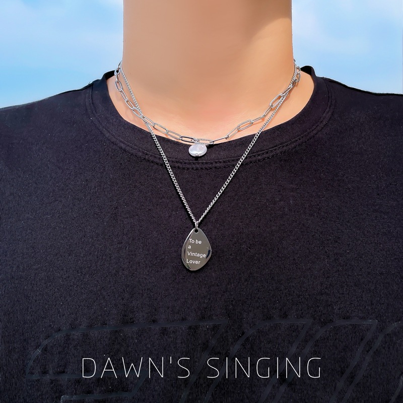 ⭐Y.H⭐ ผู้ชาย คุณผู้หญิง สีเงิน รูปหัวใจ เพชร ยิ้ม หลากหลายรูปแบบ สร้อยคอสแตนเลส