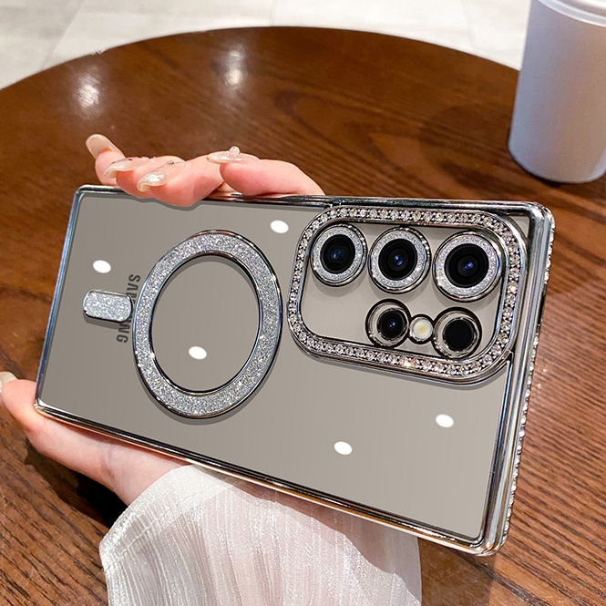 เคสโทรศัพท์มือถือ ซิลิโคนนิ่ม ใส กันกระแทก ประดับเพชร กลิตเตอร์ สําหรับ Samsung Galaxy S24 Ultra S23 Plus