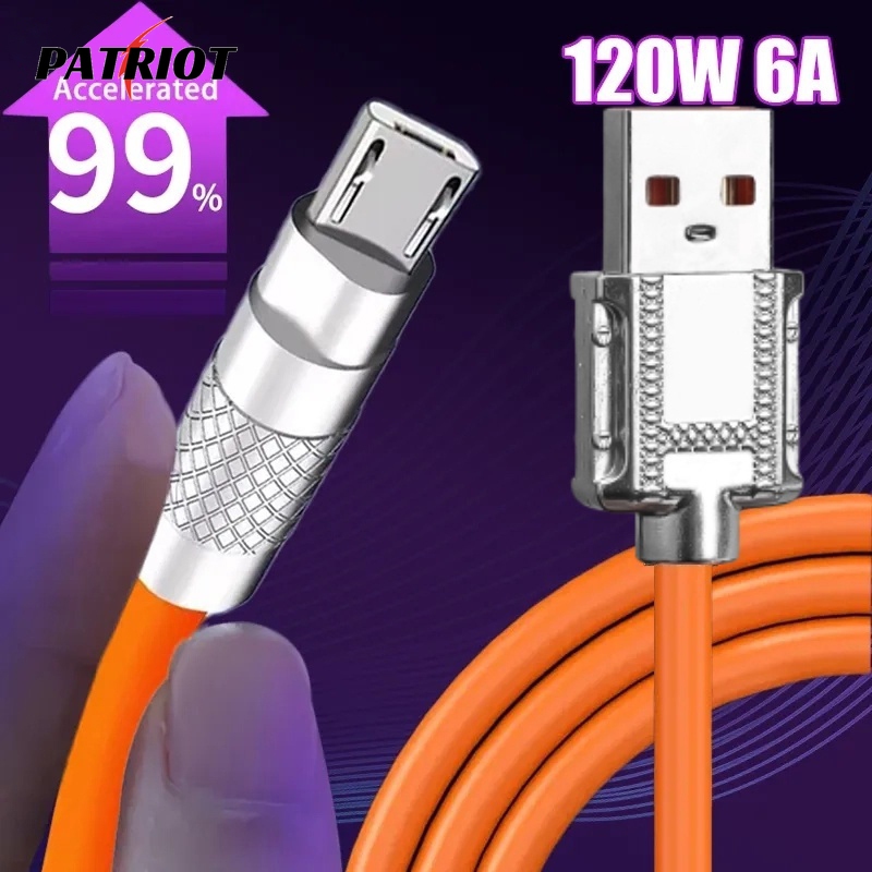 1/1.5/2 ม. สายเคเบิล Micro USB สําหรับ Andriod / ซิลิโคนเหลว สายเคเบิลข้อมูล Type-C / อุปกรณ์เสริมโทรศัพท์มือถือ / 120W 6A สายชาร์จโลหะผสมสังกะสี สายชาร์จเร็วมาก