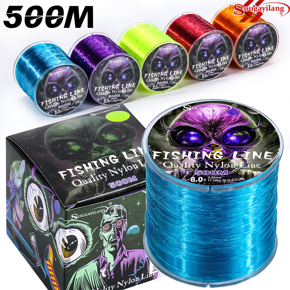 Sougayilang ใหม่ สายไนล่อนตกปลา 500 ม. 5 สี 7-38LB สําหรับน้ําจืด น้ําเค็ม