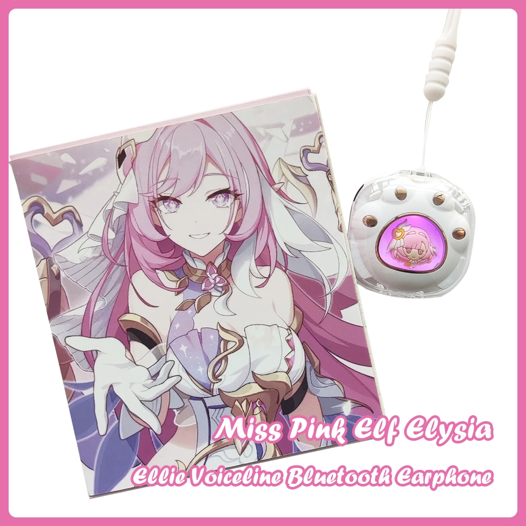 Honkai Impact 3 K68 Elysia True หูฟังบลูทูธไร้สาย 5.3 พร้อม Ellie Voiceline Miss Pink Elf Genshin Impact Wanderer HiFi Sound Quality RGB Light Cat Paw Design Cute Earpiece